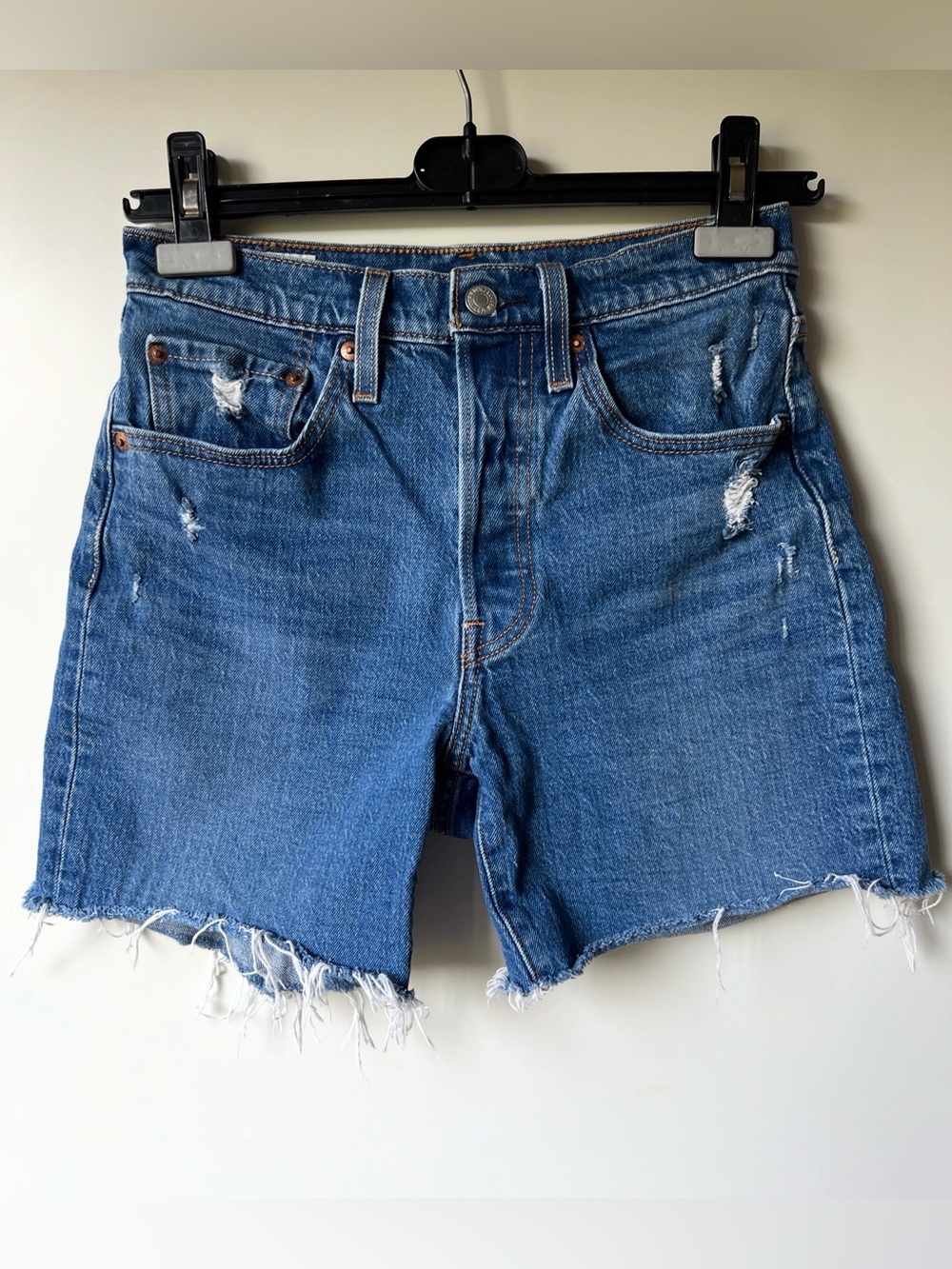 Levi’s High-Rise Distressed Blue Denim Women’s Shorts